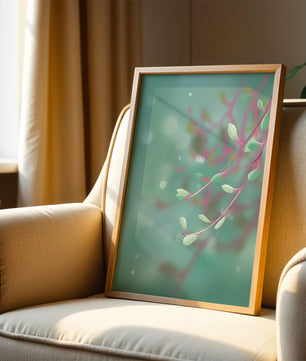 Diseño abstracto sereno con hojas pastel y fondo borroso