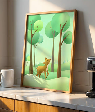 Gentle Deer and Butterfly in a Lush Forest Setting