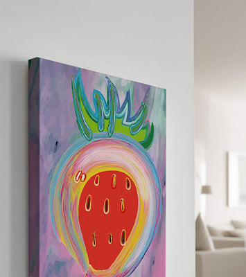 Colorful abstract strawberry with vibrant brush strokes