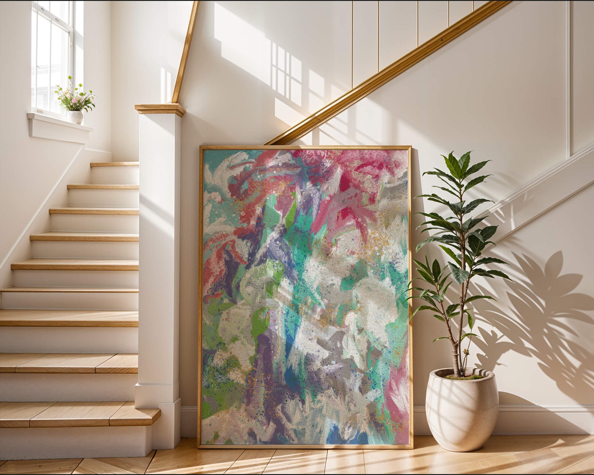 Abstract Colorful Flowing Waves with Textured Patterns
