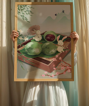 Charming Hasen mit Mochi und Berglandschaft