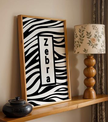 Elegant zebra print design with bold text accent