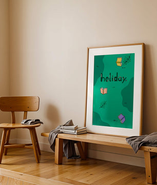 Diseño temático de vacaciones colorido con libros y hojas