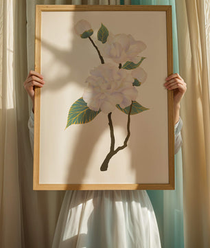 Delicate blooming flowers with lush leaves in elegant design