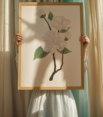 Delicate blooming flowers with lush leaves in elegant design