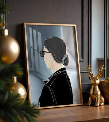 Modern woman with sunglasses and gold hoop earrings