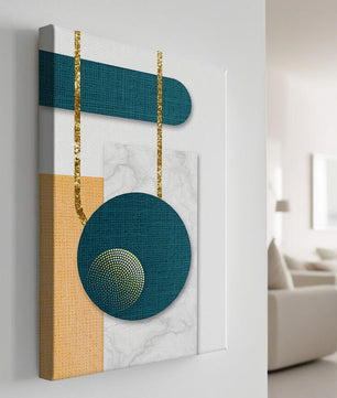 Abstract geometric design with gold accents and textured elements