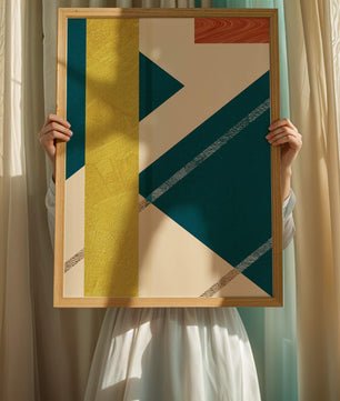 Abstract Geometric Composition with Bold Colors and Textures - Mi tienda