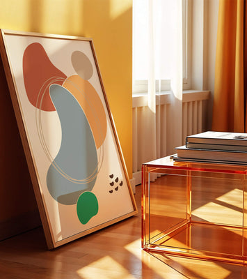 Abstract geometric art with colorful organic shapes and lines
