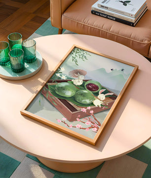 Charming Hasen mit Mochi und Berglandschaft