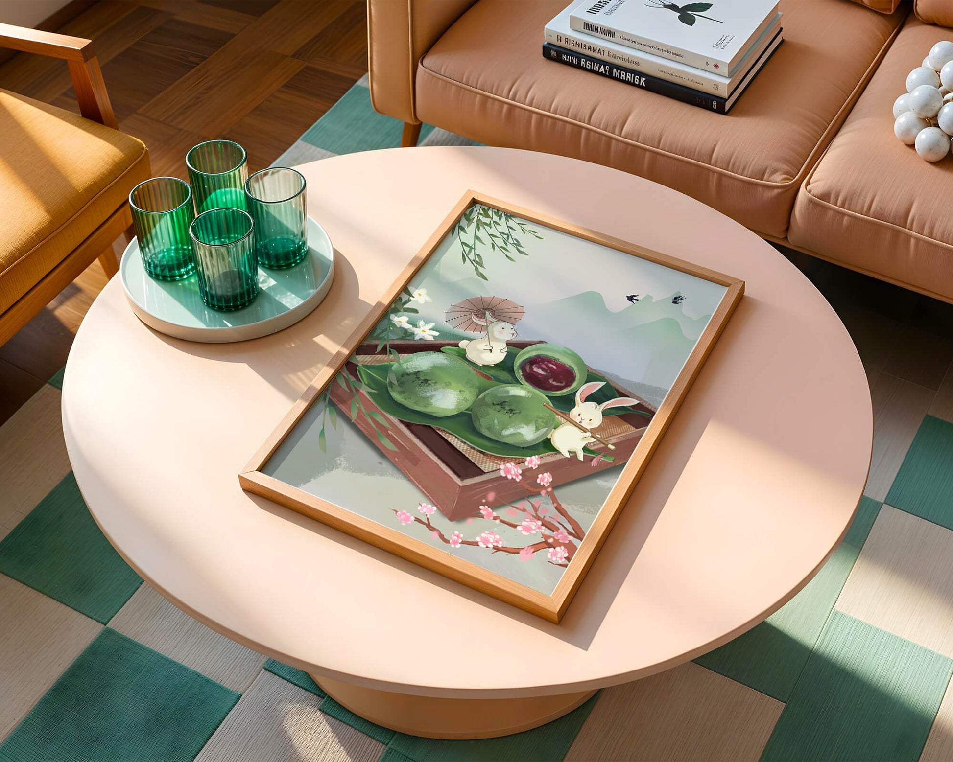 Charming Hasen mit Mochi und Berglandschaft
