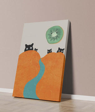 Playful Cats and Smiling Kiwi in Vibrant Hills