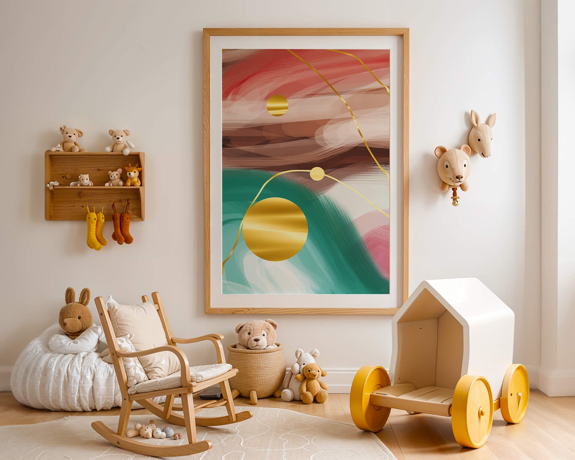 Abstract Expressionism with Gold Accents and Earthy Tones