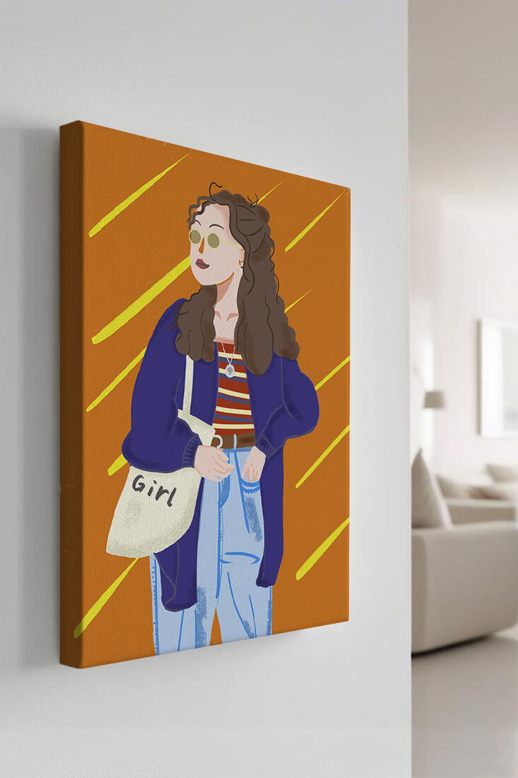 Trendy girl with sunglasses and casual outfit illustration