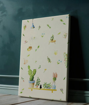 Illustration décorative avec des plantes et des éléments chaleureux
