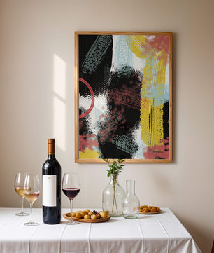 Abstract brush stroke art with vibrant colors on textured background