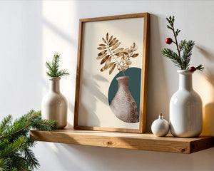 Elegant Botanical Illustration With Mandala Vase - Mi tienda