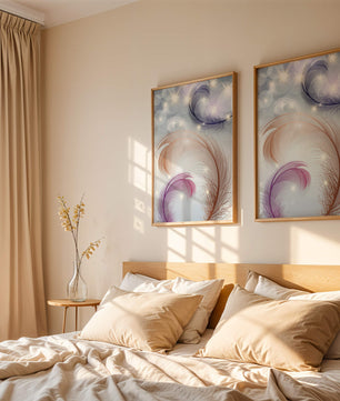 Elegant abstract feather design with sparkles and soft colors