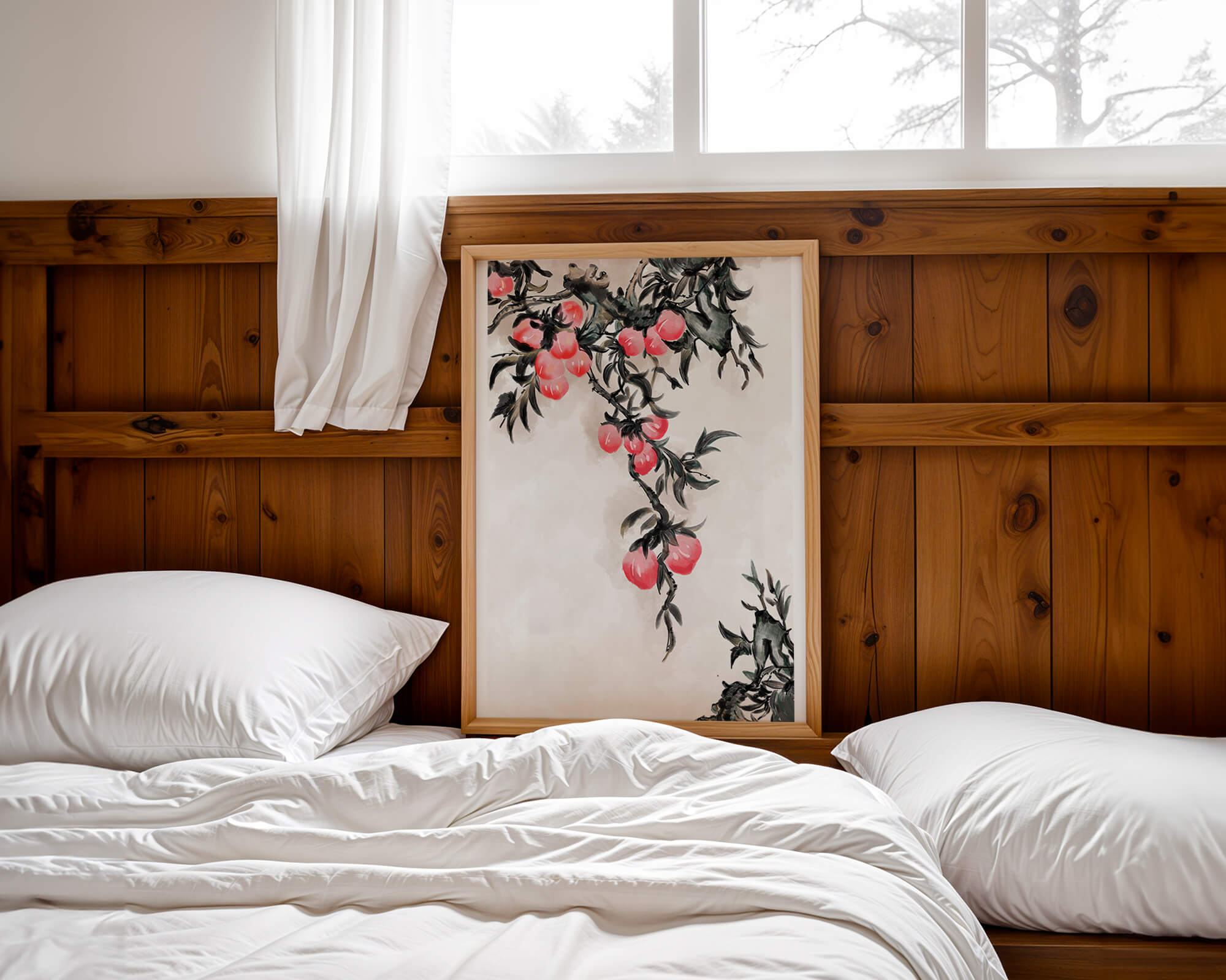 Watercolor Floral Illustration with Red Berries on Branch - Mi tienda