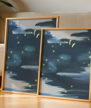 Ciel nocturne abstrait avec des éléments lumineux