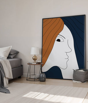Abstract Portrait with Stylized Hair and Minimalist Design - Mi tienda