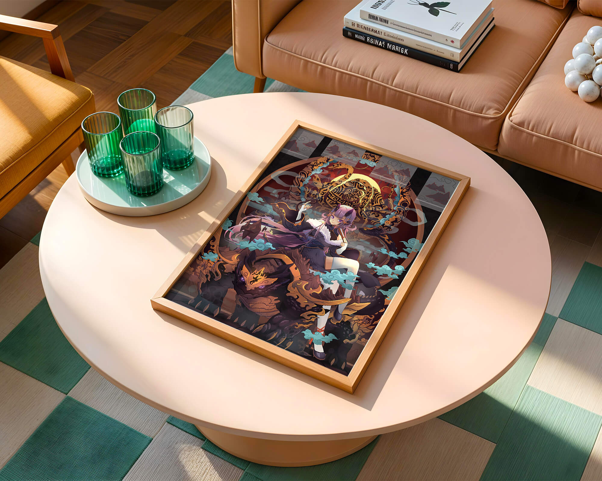 Fantasy character with mythical beast in vibrant illustration