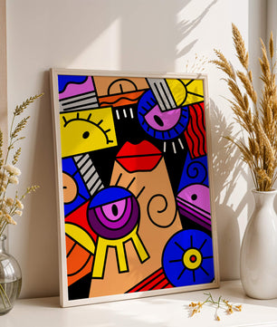 Abstract Geometric Pop Art with Bright Colors and Shapes - Mi tienda