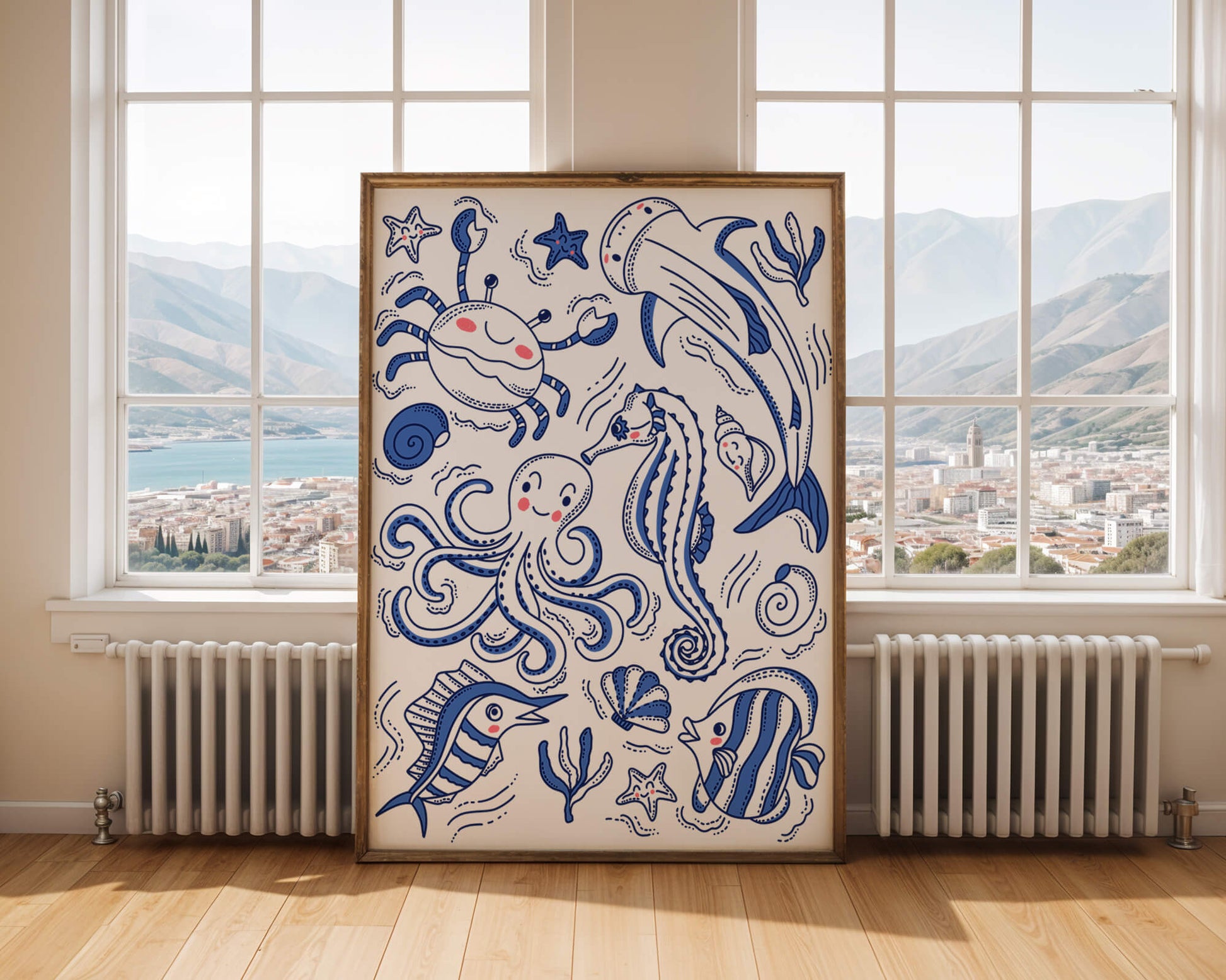 Underwater Marine Life Theme with Cartoon Sea Creatures