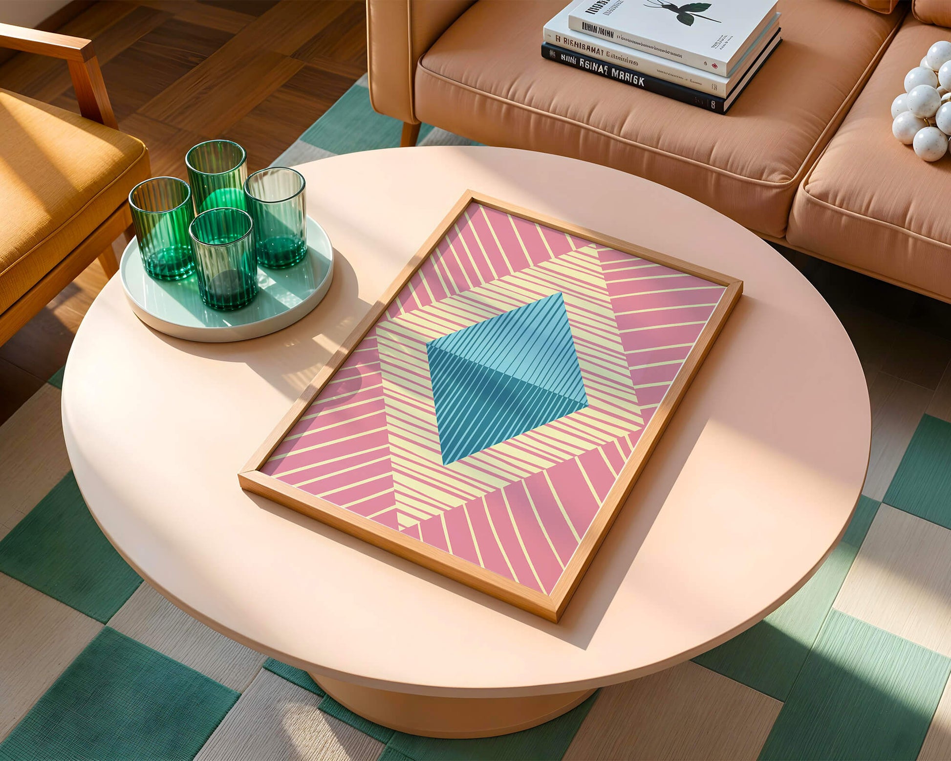 Composition géométrique abstraite avec des couleurs pastel