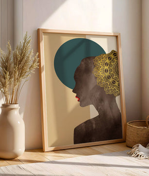 Elegant Silhouette with Gold Lace and Red Lips - Mi tienda