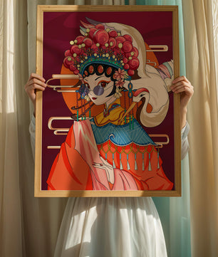 Illustration élégante de personnage d'opéra chinois aux couleurs vives