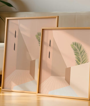 Moderne minimalistische Architekturszene mit Palmblatt