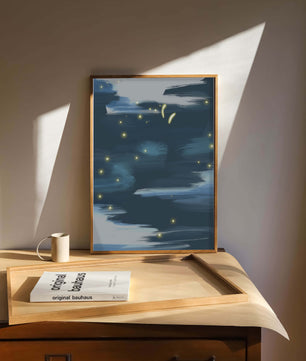 Ciel nocturne abstrait avec des éléments lumineux