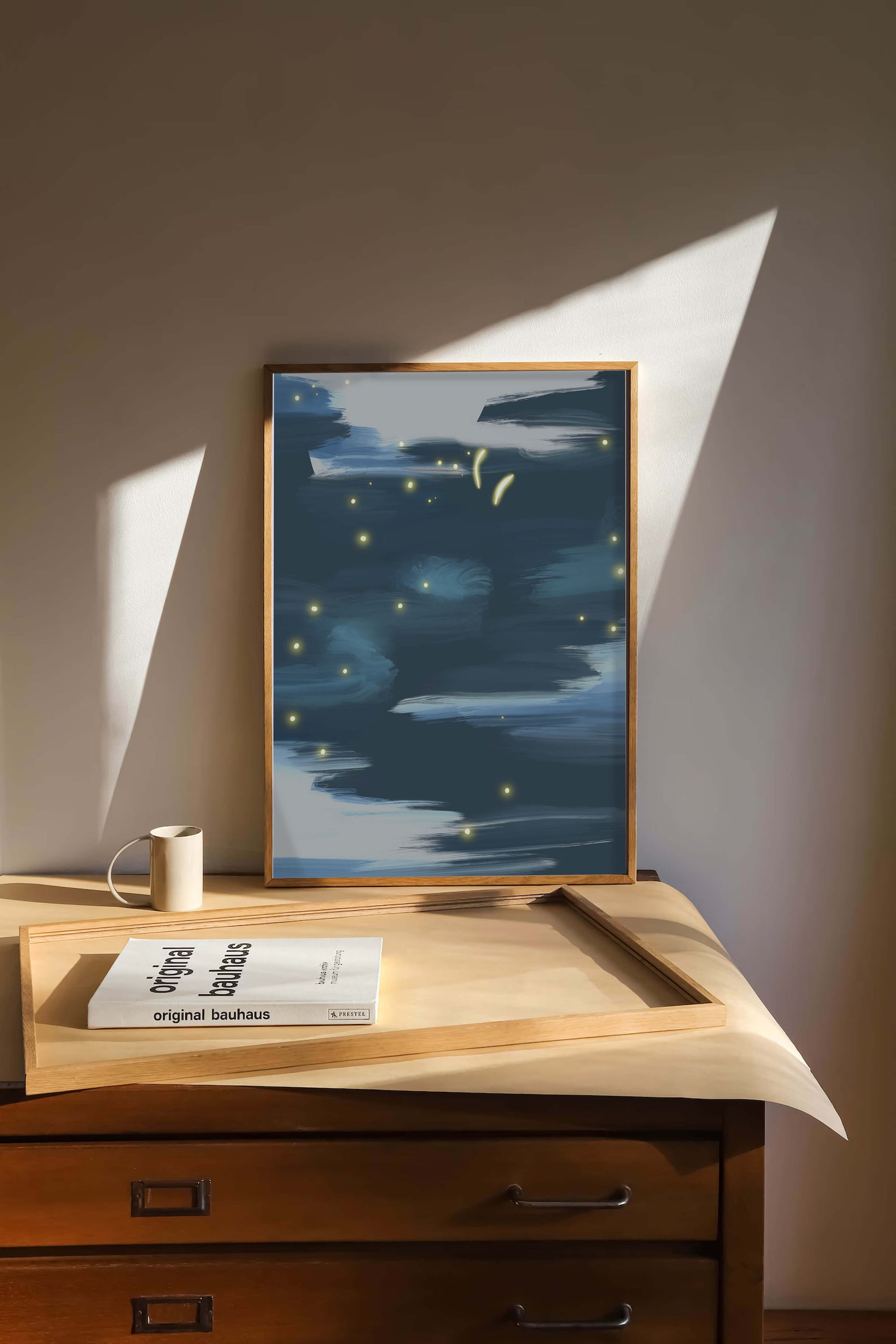 Abstract Night Sky With Glowing Elements