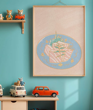 Ilustración de rodajas de sushi fresco en un plato decorativo