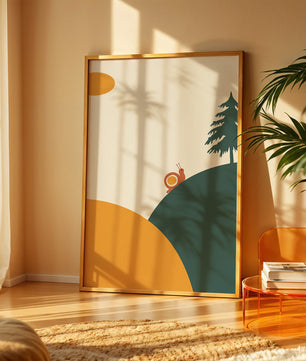A Snail Climbing a Hill in Minimalist Nature Art - Mi tienda