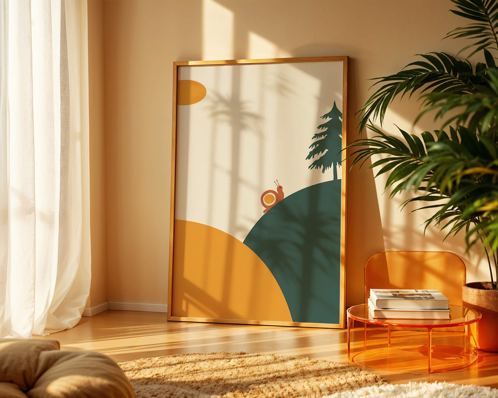 A Snail Climbing a Hill in Minimalist Nature Art - Mi tienda