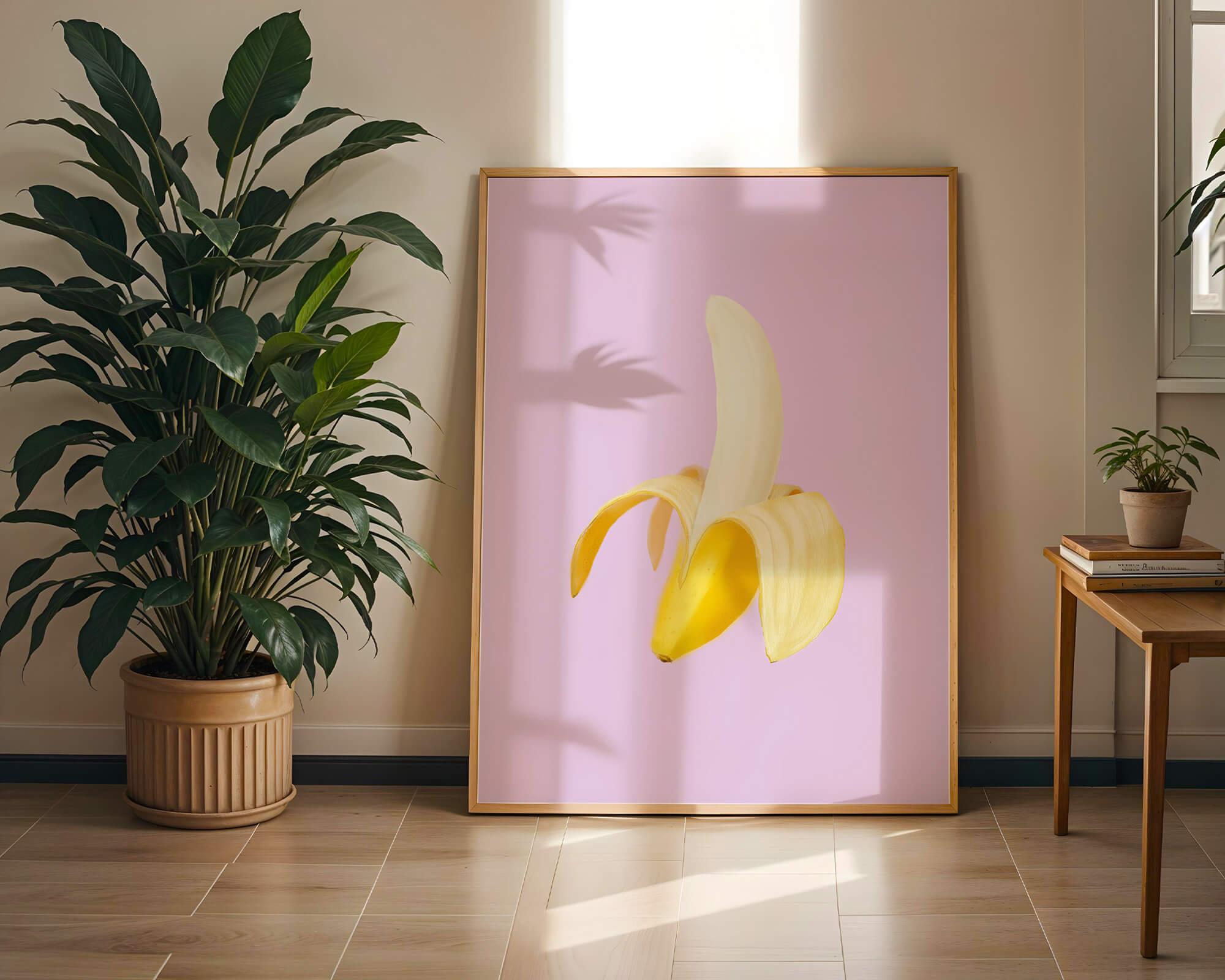 Open banana with purple background for vibrant decoration