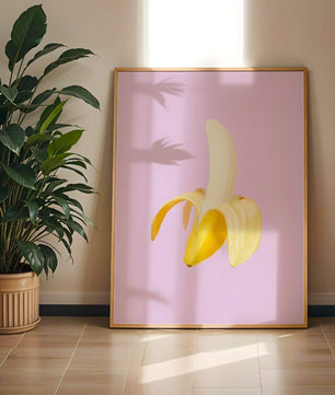 Open banana with purple background for vibrant decoration