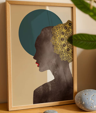 Elegant Silhouette with Gold Lace and Red Lips - Mi tienda