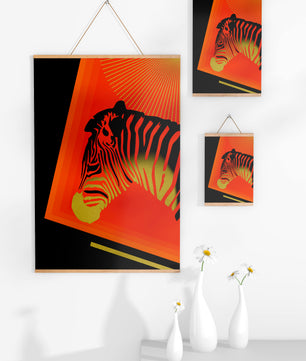 Abstract Zebra with Vibrant Colors and Golden Elements