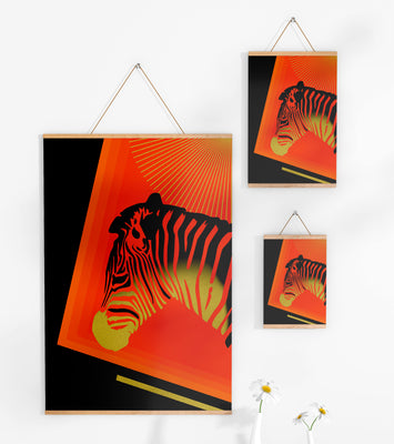 Abstract Zebra with Vibrant Colors and Golden Elements