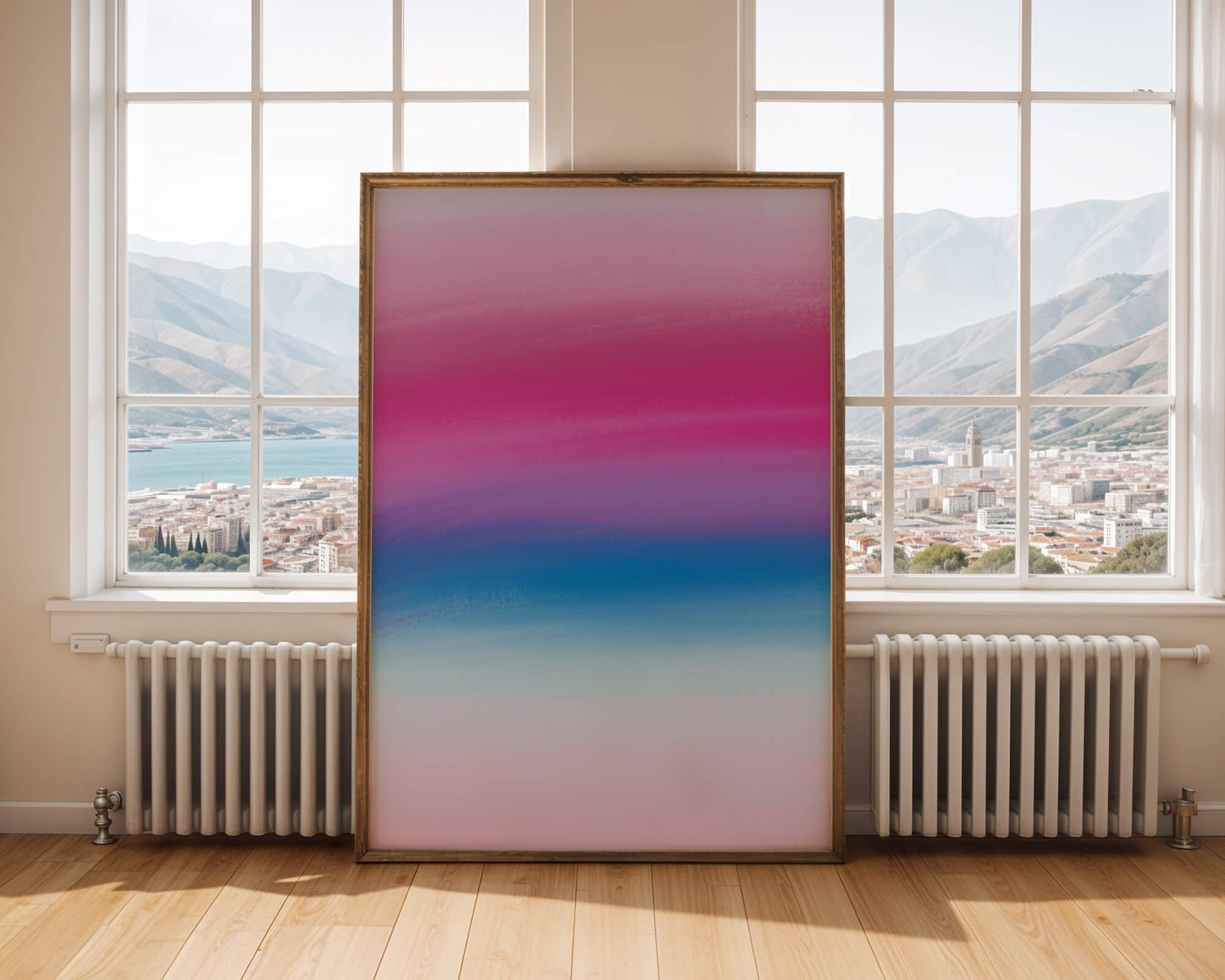 Degradado vibrante con tonos rosados y azules