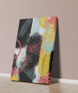 Abstract brush stroke art with vibrant colors on textured background