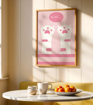 Playful cat paws illustration with speech bubble saying 
