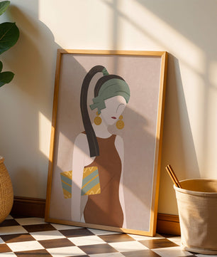 Femme élégante avec accessoires à la mode dans un style art moderne