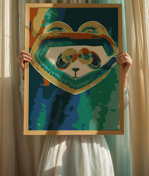 Art abstrait coloré de panda avec des motifs vibrants