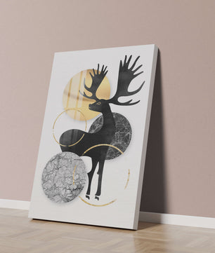 Zeitgenössische Elch-Silhouette-Kunst mit goldenen Akzenten und Marmorstruktur