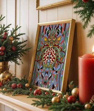 Colorful Geometric Pattern with Symmetrical Design and Abstract Motif