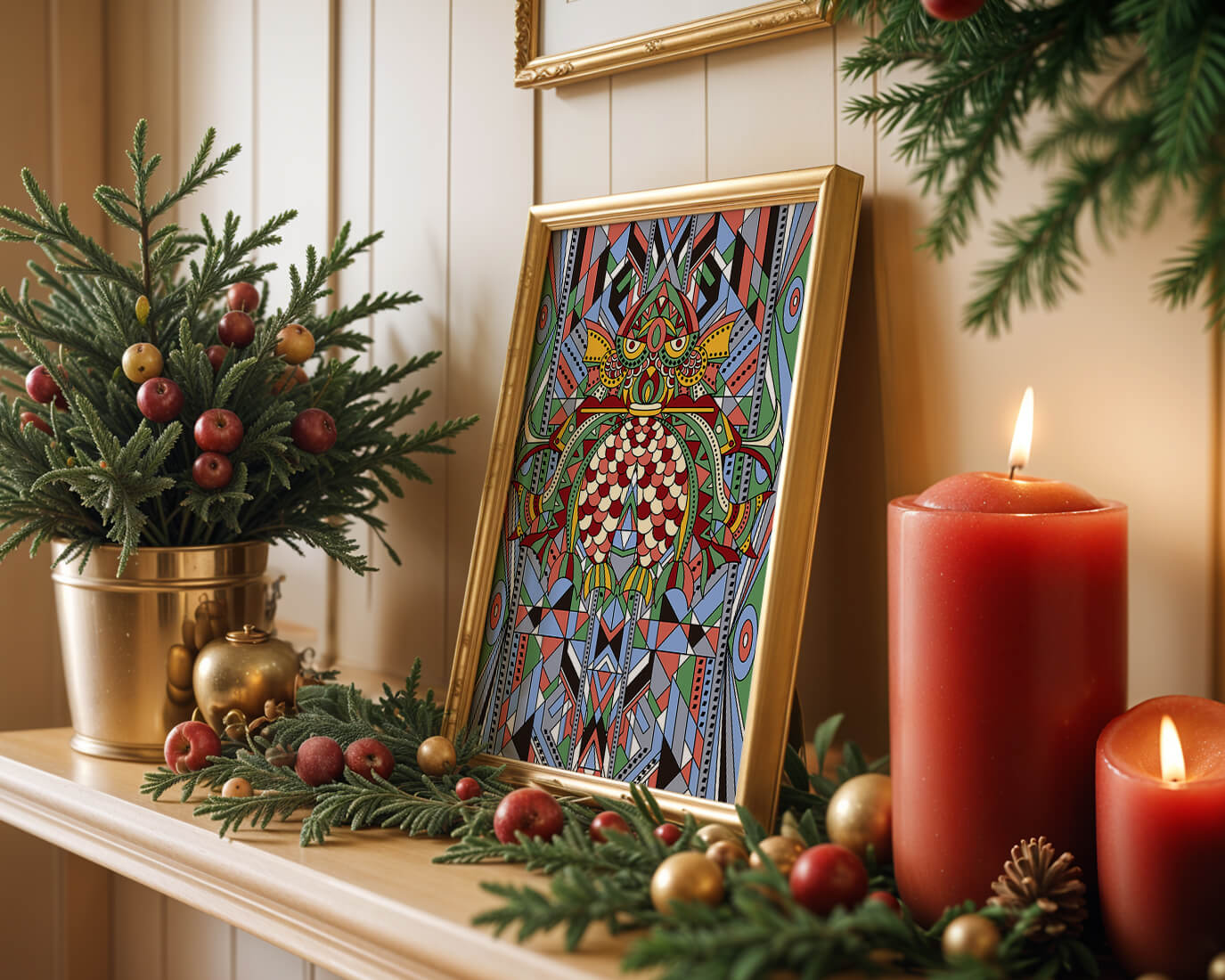 Colorful Geometric Pattern with Symmetrical Design and Abstract Motif